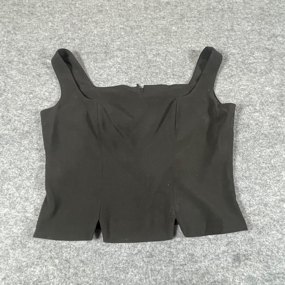 VTG JIKI MonteCarlo Creations Top Womens 46 Black Zip Up Cropped Straps‎ France